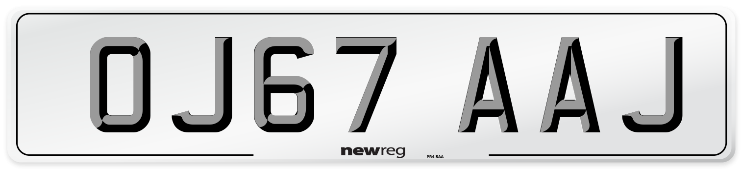 OJ67 AAJ Number Plate from New Reg